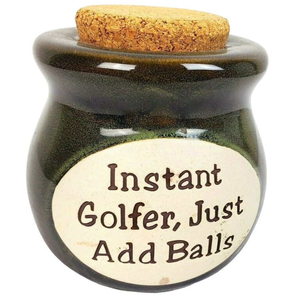 Instant Golfer Ceramic Money‎ Jar Just Add Balls Cork Lid